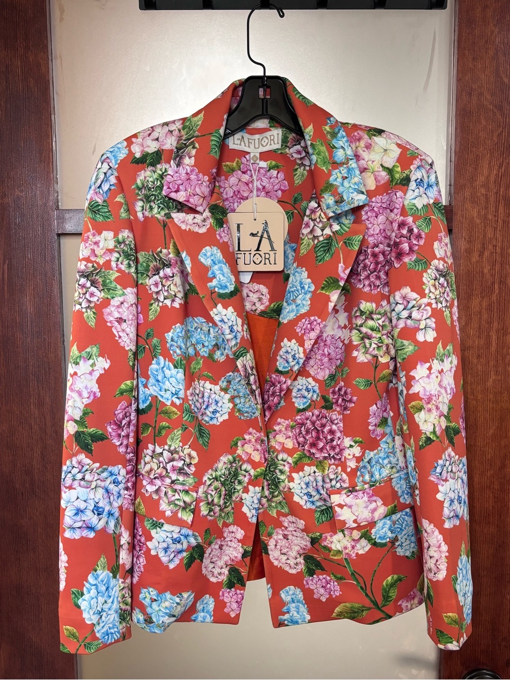 La Fuori Orange Floral Blazer